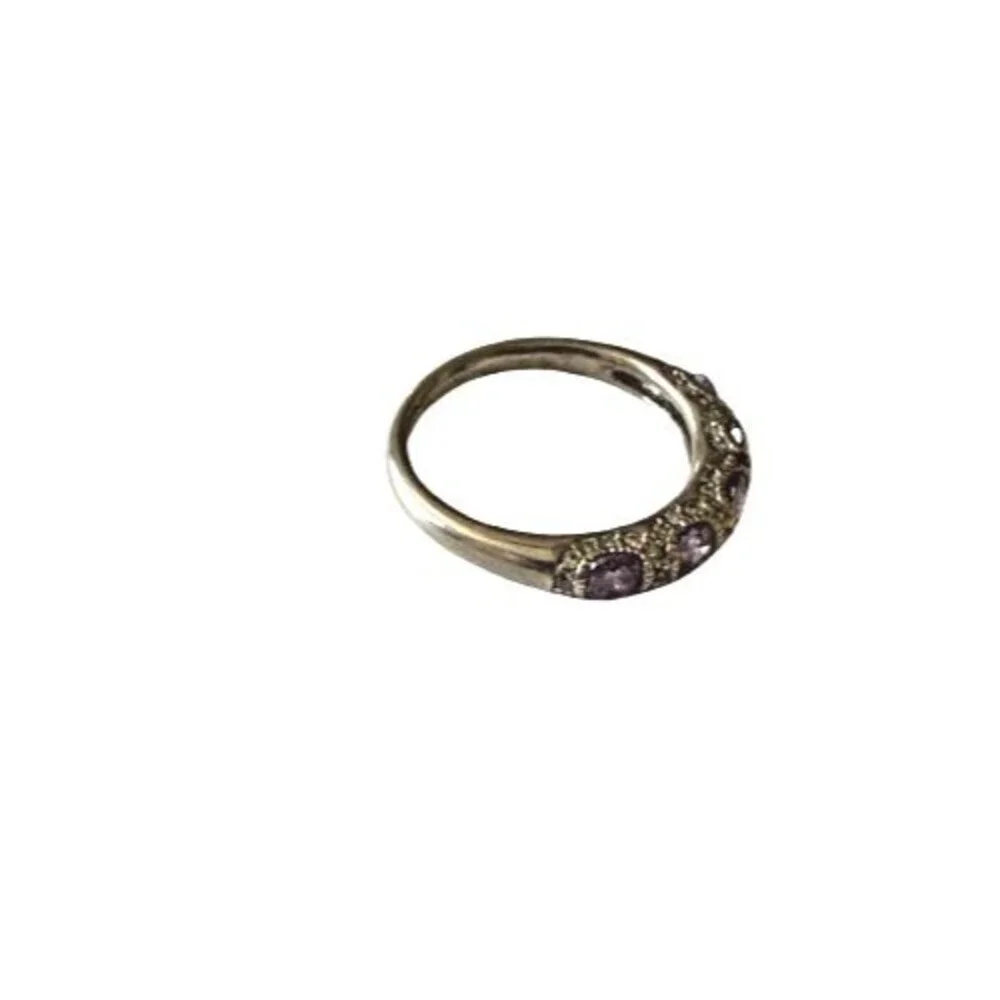 JOSEPH ESPOSITO 925 Sterling Silver Purple & White C Z Eternity Ring Size 9.50